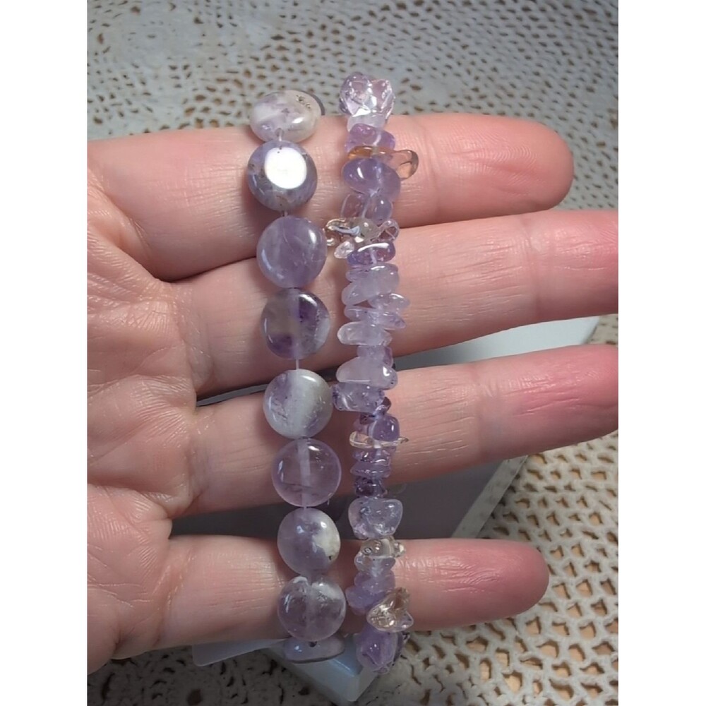 Stretch Bracelet Set, Amethyst And Ametrine
